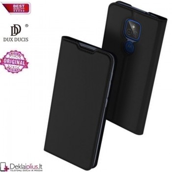 Dux Ducis dirbtinės odos atverčiamas dėklas - juodas (Motorola Moto G9 Play/E7 Plus)